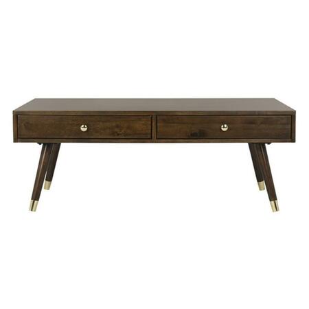 SAFAVIEH 18 x 48 x 24 in. Levinson Gold Cap Coffee Table, Brown FOX6304A